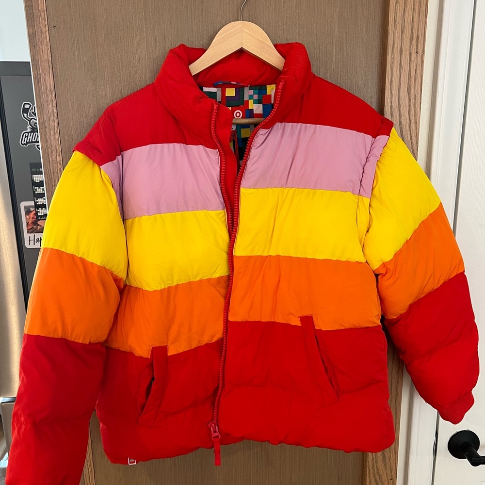Lego Colorblock Puffer Jacket - Red, Yellow, Orange, Pink